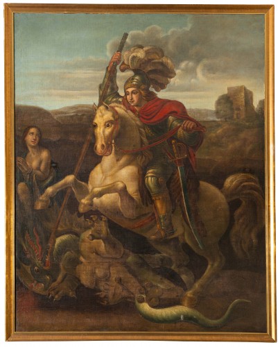 17th century Italian school - Saint George slaying the dragon