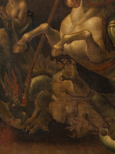 XVIIe siècle - Ecole Italienne du XVIIe siècle - Saint George terrassant le dragon