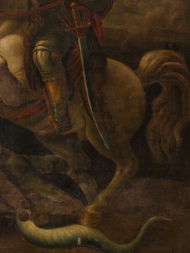 Ecole Italienne du XVIIe siècle - Saint George terrassant le dragon - Louis XIII
