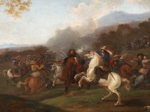 XVIIe siècle - Scène de bataille - Ecole flamande du XVIIe siècle, entourage de Philips Wouwerman