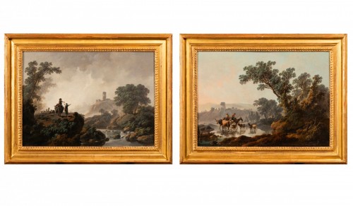 Jean-Baptiste Pillement (1728-1808) - Paire de paysages