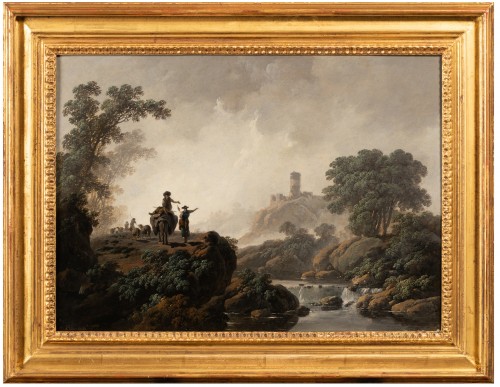 Jean-Baptiste Pillement (1728-1808) - Paire de paysages - Tableaux et dessins Style Louis XVI