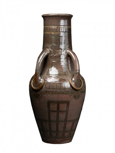 Auguste Delaherche ( 1857 – 1940 ) Très grand Vase à quatre anses