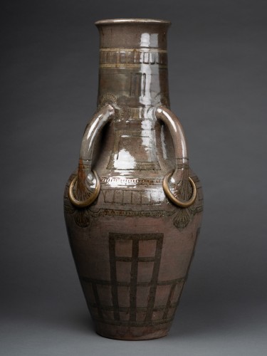 Auguste Delaherche ( 1857 – 1940 ) Très grand Vase à quatre anses - Céramiques, Porcelaines Style Art nouveau