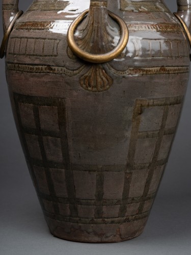 Art nouveau - Auguste Delaherche ( 1857 – 1940 ) Très grand Vase à quatre anses