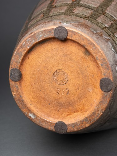 Antiquités - Auguste Delaherche ( 1857 – 1940 ) Très grand Vase à quatre anses
