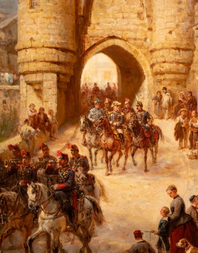 Eugène Charpentier (1811-1890) - Départ pour la revue, visite du général Séré de Rivières à Laon  - Tableaux et dessins Style 