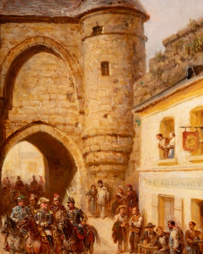 XIXe siècle - Eugène Charpentier (1811-1890) - Départ pour la revue, visite du général Séré de Rivières à Laon 