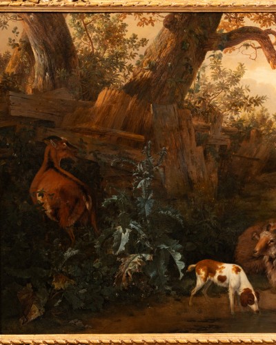 Paysage aux Moutons, chèvre et chien, Jan Van der Meer le jeune (1626-1705) - Tableaux et dessins Style 
