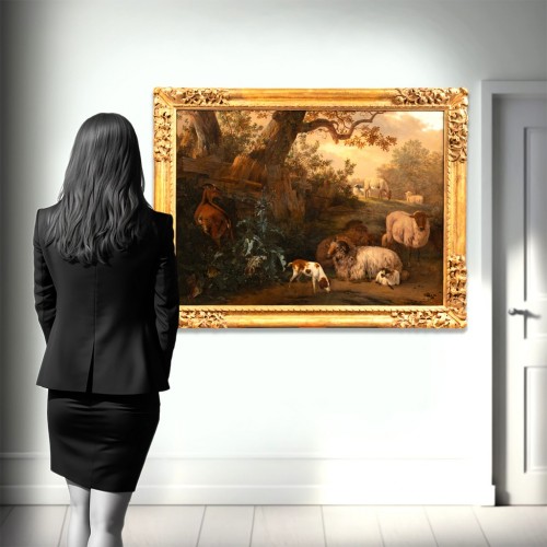 Paysage aux Moutons, chèvre et chien, Jan Van der Meer le jeune (1626-1705) - 