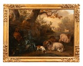 Paysage aux Moutons, chèvre et chien, Jan Van der Meer le jeune (1626-1705)