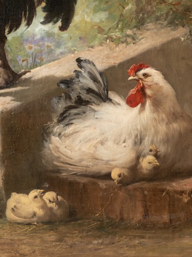 Eugène BIDAU (1839-1899) - Le chant du coq - Galerie William Diximus