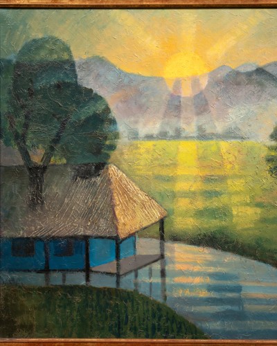 Louis Toffoli (1907 - 1999), la vieille cabane, paysage d'Asie - Tableaux et dessins Style 