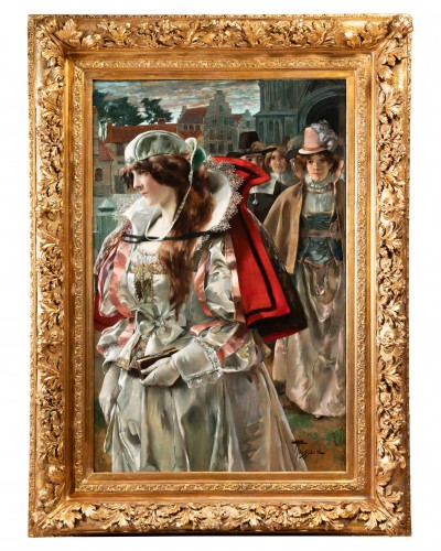 Ferdinand Toussaint (1873-1956) - Portrait d'une élégante femme flamande