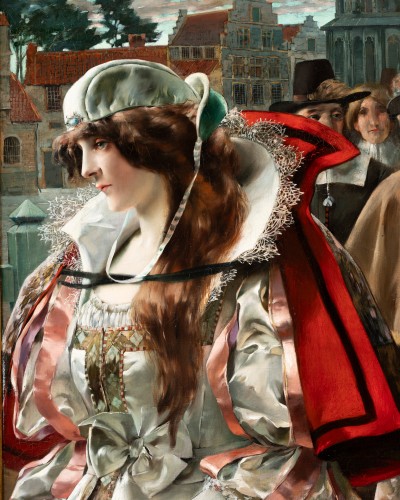 Tableaux et dessins  - Ferdinand Toussaint (1873-1956) - Portrait d'une élégante femme flamande