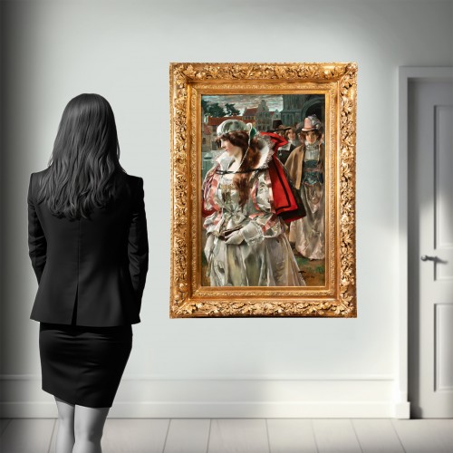 Antiquités - Ferdinand Toussaint (1873-1956) - Portrait of an Elegant Flemish Woman