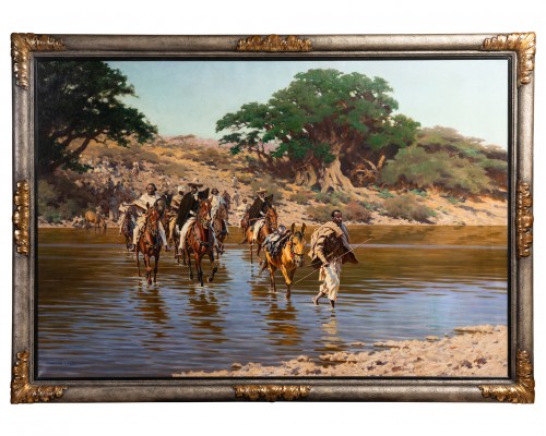 Le passage du gué par des cavaliers en Abyssie, Hugo Ungewitter ( 1869-1947)