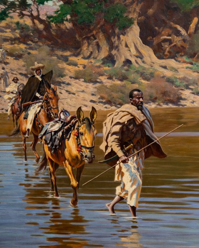 Le passage du gué par des cavaliers en Abyssie, Hugo Ungewitter (1869-1947) - Galerie William Diximus