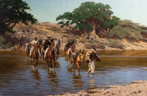 Le passage du gué par des cavaliers en Abyssie, Hugo Ungewitter (1869-1947) - 