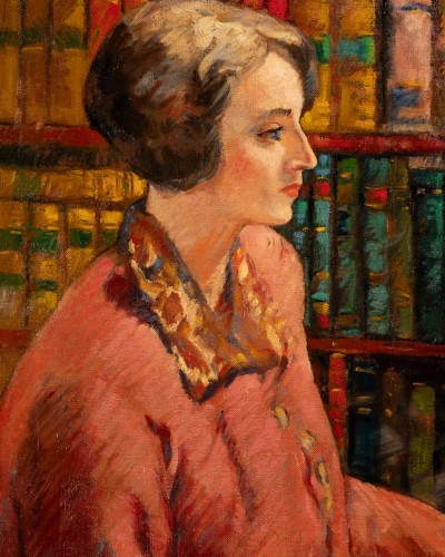Tableaux et dessins Tableaux du XXe siècle - Femme assise devant sa bibliothéque, Louis Valtat (1869 - 1952)