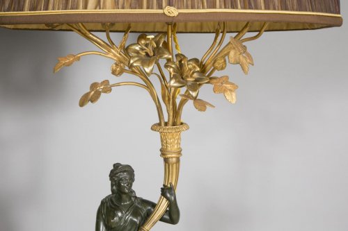 XIXe siècle - Paire de lampes aux femmes antiques