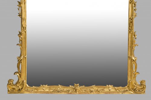 Large paire de miroirs en bois doré de la deuxième moitié du XIXe siècle - Napoléon III