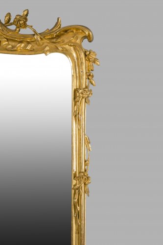 Antiquités - Pair of large wooden-framed mirrors dating from the second half of the 19th century