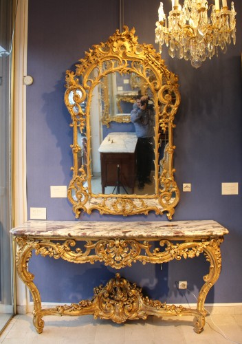 Giltwood Mirror of Regence period - Mirrors, Trumeau Style French Regence