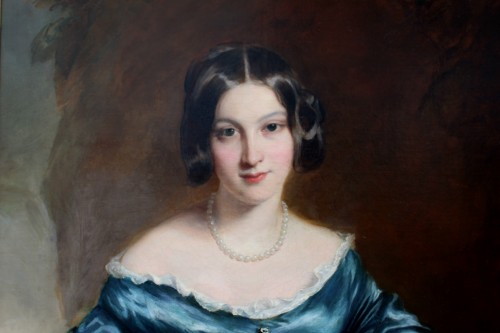 Tableaux et dessins Tableaux XIXe siècle - Portrait de lady Eleanor FitzRoy - Attribué à Sir Francis Grant