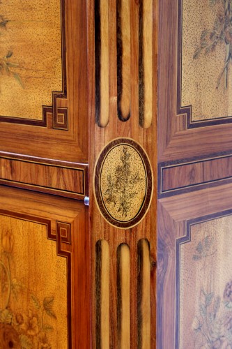 18th century - Secretary In Marquetry Of Flowers Louis XVI Stamped C. Topino