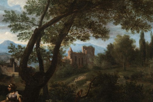 17th century - Landscape in the antique of the late 17th,early 18th attributed Van Bloemen