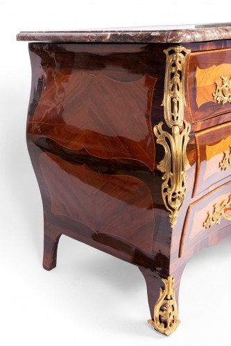 Louis XV - Louis XV Commode In Marquetry Stamped By Jc Ellaume