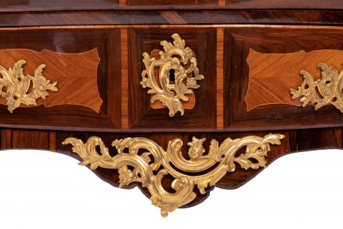 Antiquités - Louis XV Commode In Marquetry Stamped By Jc Ellaume