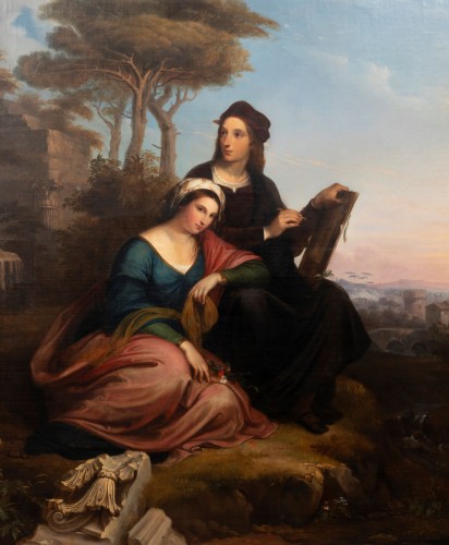 Raphaël and the Fornarina - Joseph Mathieu Lambert (1804-1861) - Paintings & Drawings Style Louis-Philippe