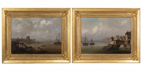 Pair of large marine paintings of the late nineteenth Dutch school.