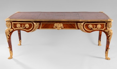 Bureau plat double face en marqueterie de bois de violette - Mobilier Style Napoléon III