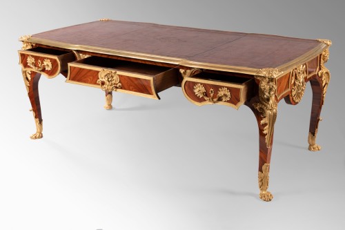 Mobilier Bureau et Secrétaire - Bureau plat double face en marqueterie de bois de violette