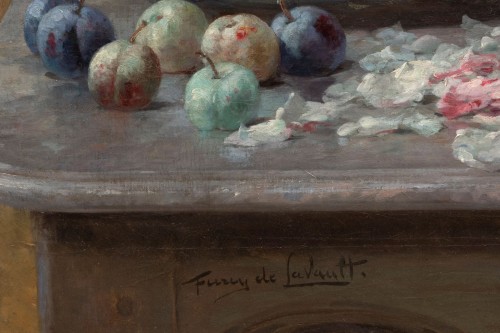 Furcy de Lavault (1847-1915) - Nature morte de roses et de prunes - Galerie William Diximus
