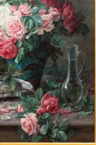  Furcy de Lavault (1847-1915) - Still life of roses and plums - Napoléon III