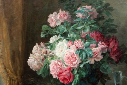 Antiquités -  Furcy de Lavault (1847-1915) - Still life of roses and plums