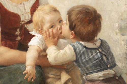 Paintings & Drawings  - he Kiss -  Timoléon Marie Lobrichon (1831-1914)