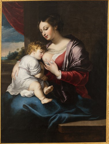 Portrait of the virgin with the child, around 1675. - Paintings & Drawings Style Louis XIV