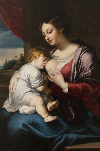 Tableaux et dessins Tableaux XVIIe siècle - Portrait de la vierge à l'enfant, vers 1675