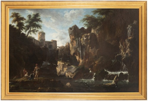 View of the waterfalls of Tivoli - French school, circle of Claude Joseph Vernet 