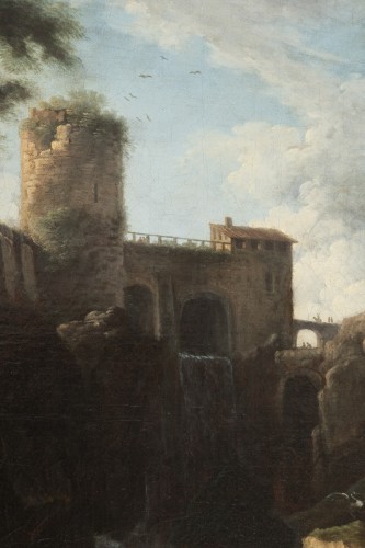 View of the waterfalls of Tivoli - French school, circle of Claude Joseph Vernet  - 