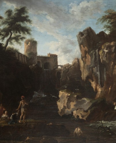 18th century - View of the waterfalls of Tivoli - French school, circle of Claude Joseph Vernet 