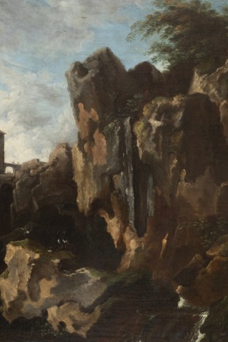 Antiquités - Vue sur la cascade de Tivoli - École française, cercle de Claude Joseph Vernet