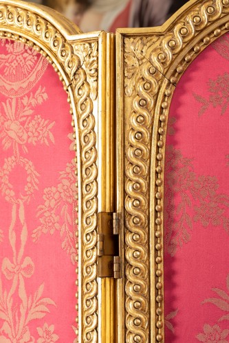 Louis XVI - Paravent en bois sculpté et doré Louis XVI, fin XVIIIe