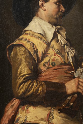 Ferdinand ROYBET - Portrait of a musketeer with an arquebus - 