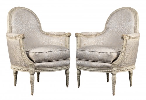 Paire de bergères d’époque Louis XVI Estampillées de Delanois